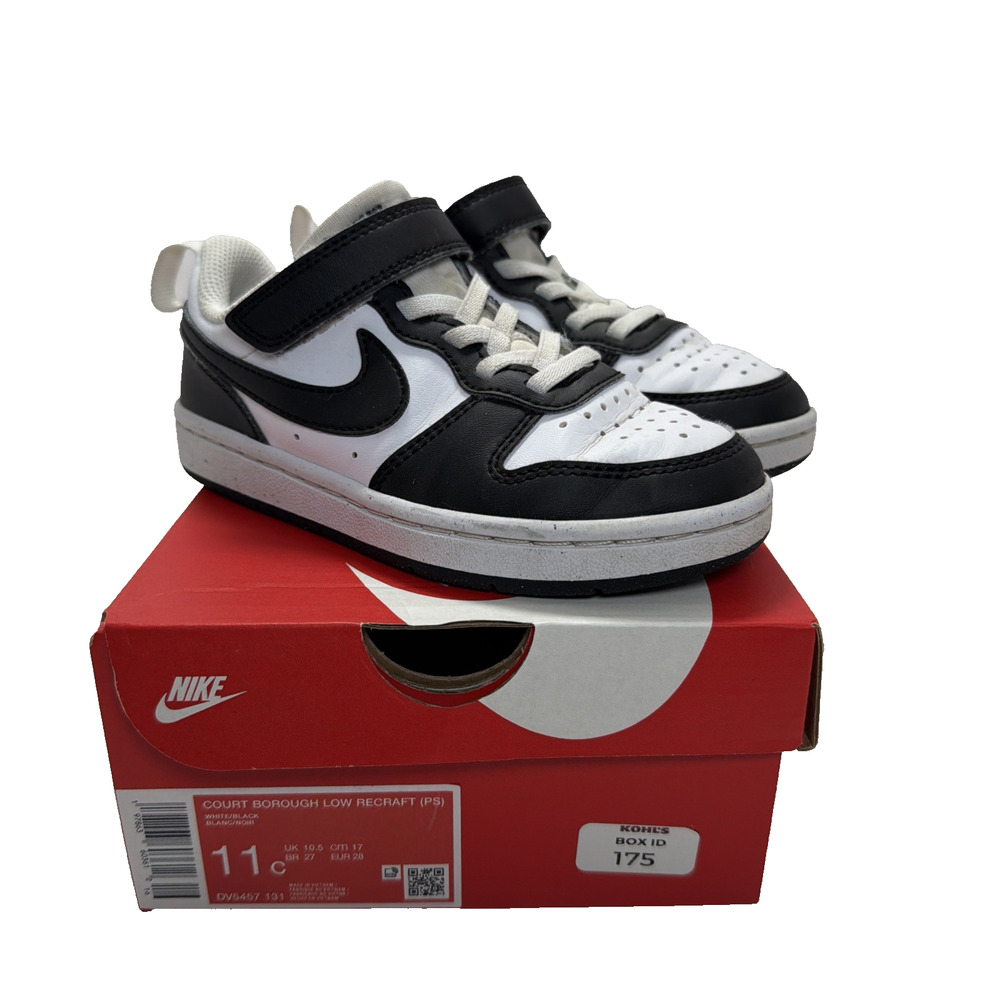 Kids Nike Court Borough Low Recraft White & Black (DV5457-131) Size 11K